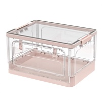 Ящик пластиковый складной прозрачный, дно розовое, 490х360х280 мм, с колесиками в Усть-Куте