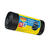 Мешки для мусора 240 л, черные, в рулоне 10 шт., ПНД 40 мкм, 1250х1000 мм, Крепак, 4607075710153 в Усть-Куте