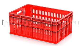 Ящик для молока, мяса, овощей и фруктов большая перфорация дно сплошное красный в Усть-Куте