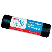 Мешки для мусора 160 л, черные, в рулоне 20 шт., ПВД, 30 мкм, 1200х870 мм, PACLAN Professional, 604082 в Усть-Куте