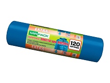 Мешки для мусора 120 л, синие, в рулоне 10 шт., ПНД, 14 мкм, 1100х700 мм, EXTRA, ex1201802