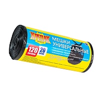 Мешки для мусора 120 л, черные, в рулоне 20 шт., ПНД, 15 мкм, 1100х700 мм, Крепак, 4607075710207 в Усть-Куте