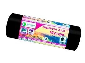 Мешки для мусора 30 л, черные, в рулоне 20 шт., ПНД, 7 мкм, 600х500 мм, MIRPACK Classik, 302040 в Усть-Куте