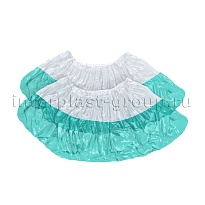 Бахилы бело-бирюзовые 1000 шт (500 пар), 48 мкм, двойная подошва, с одной резинкой, Эконом+ в Усть-Куте