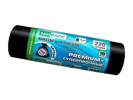 Мешки для мусора 220 л, черные, в рулоне 10 шт., ПВД, 45 мкм, 1250х930 мм, PREMIUM+, 2201068 в Усть-Куте