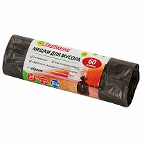 Мешки для мусора 60 л, черные, в рулоне 20 шт., ПНД, 5 мкм, 650х570 мм, Любаша, 605331 в Усть-Куте Мешки для мусора 60 л, черные, в рулоне 20 шт., ПНД, 5 мкм, 650х570 мм, Любаша, 605331 в Усть-Куте