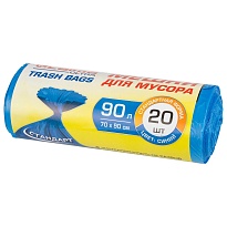 Мешки для мусора 90 л, синие, в рулоне 20 шт., ПНД, 14 мкм, 900х700 мм, LAIMA ULTRA, 607693 в Усть-Куте