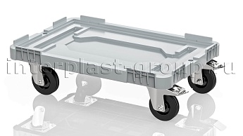 Тележка пластиковая сплошная 2 колеса с тормозом серая в Усть-Куте