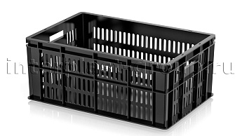 Ящик для молока, мяса, овощей и фруктов большая перфорация дно сплошное черный в Усть-Куте