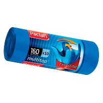 Мешки для мусора 160 л, с ушками, синие, в рулоне 10 шт., ПВД, 30 мкм, 1250х900 мм, PACLAN Multitop, 604064 в Усть-Куте