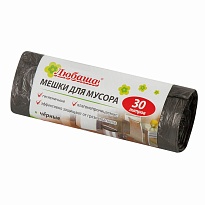 Мешки для мусора 30 л, черные, в рулоне 20 шт., ПНД, 5 мкм, 550х470 мм, Любаша эконом, 605329 в Усть-Куте Мешки для мусора 30 л, черные, в рулоне 20 шт., ПНД, 5 мкм, 550х470 мм, Любаша эконом, 605329 в Усть-Куте