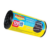 Мешки для мусора 120 л, черные, в рулоне 30 шт., ПНД, 15 мкм, 1100х700 мм, Крепак, 4607075710122 в Усть-Куте