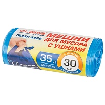 Мешки для мусора 35 л, с ушками, синие, в рулоне 30 шт., ПНД, 11 мкм, 650х500 мм, LAIMA ULTRA, 607684 в Усть-Куте