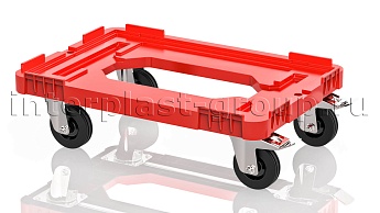 Тележка пластиковая с отверстием 2 колеса с тормозом усиленная красная в Усть-Куте Тележка пластиковая с отверстием 2 колеса с тормозом усиленная красная в Усть-Куте