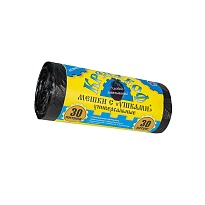 Мешки для мусора 30 л, с ушками, черные, в рулоне 30 шт., ПНД, 8 мкм, 580х460 мм, Крепакоф, 4607075710412 в Усть-Куте Мешки для мусора 30 л, с ушками, черные, в рулоне 30 шт., ПНД, 8 мкм, 580х460 мм, Крепакоф, 4607075710412 в Усть-Куте