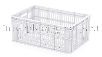 Ящик для молока, мяса, овощей и фруктов большая перфорация дно перфорированное белый в Усть-Куте