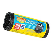Мешки для мусора 20 л, черные, в рулоне 30 шт., ПНД, 10 мкм, 550х440 мм, Крепак, 4607075710092 в Усть-Куте