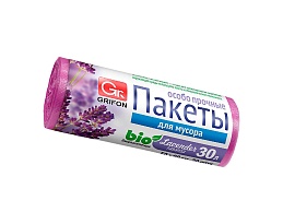 Мешки для мусора 30 л, ароматизированные, Лаванда, сиреневые, в рулоне 20 шт., ПНД, 9 мкм, 560х530 мм, GRIFON Aroma, 101-020 La в Усть-Куте