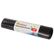 Мешки для мусора 240 л, черные, в рулоне 5 шт., ПВД 30 мкм, 1300х900 мм, Любаша, 605338 в Усть-Куте