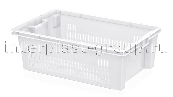 Ящик универсальный для овощей, фруктов и хлеба перфорированные стенки сплошное дно белый в Усть-Куте