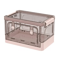 Ящик пластиковый складной прозрачный коричневый, дно розовое, 360х235х230 мм, с колесиками в Усть-Куте